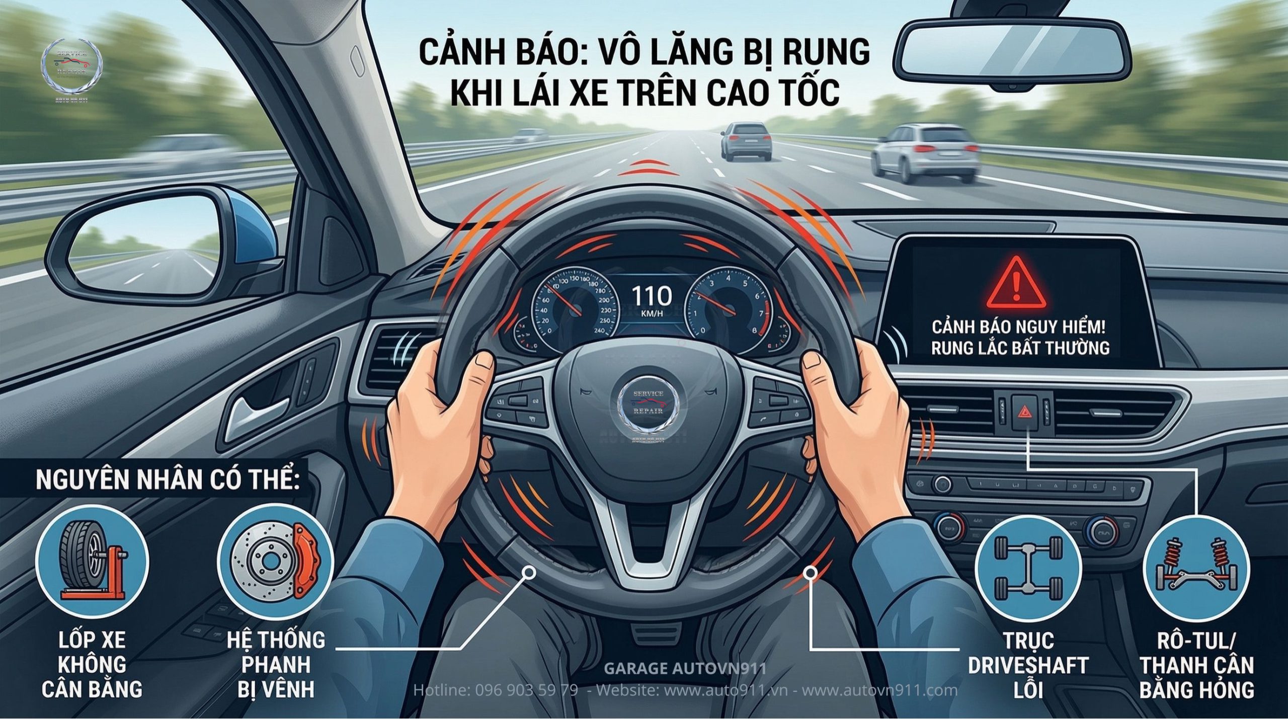 Cảnh báo vô lăng bị rung khi lái xe trên cao tốc